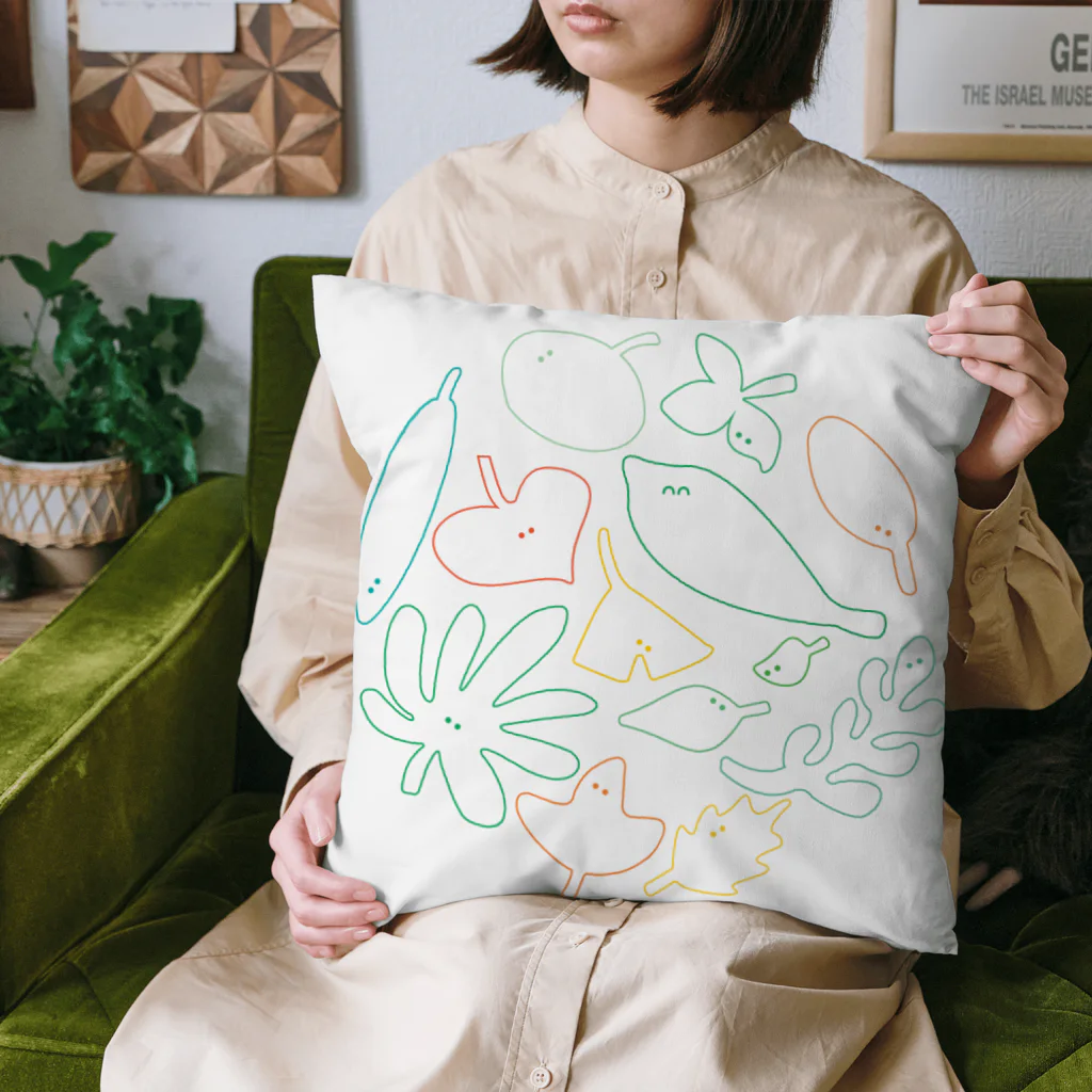 おばけ植物園【小物屋】の葉っぱのおばけたち（ライン） Cushion