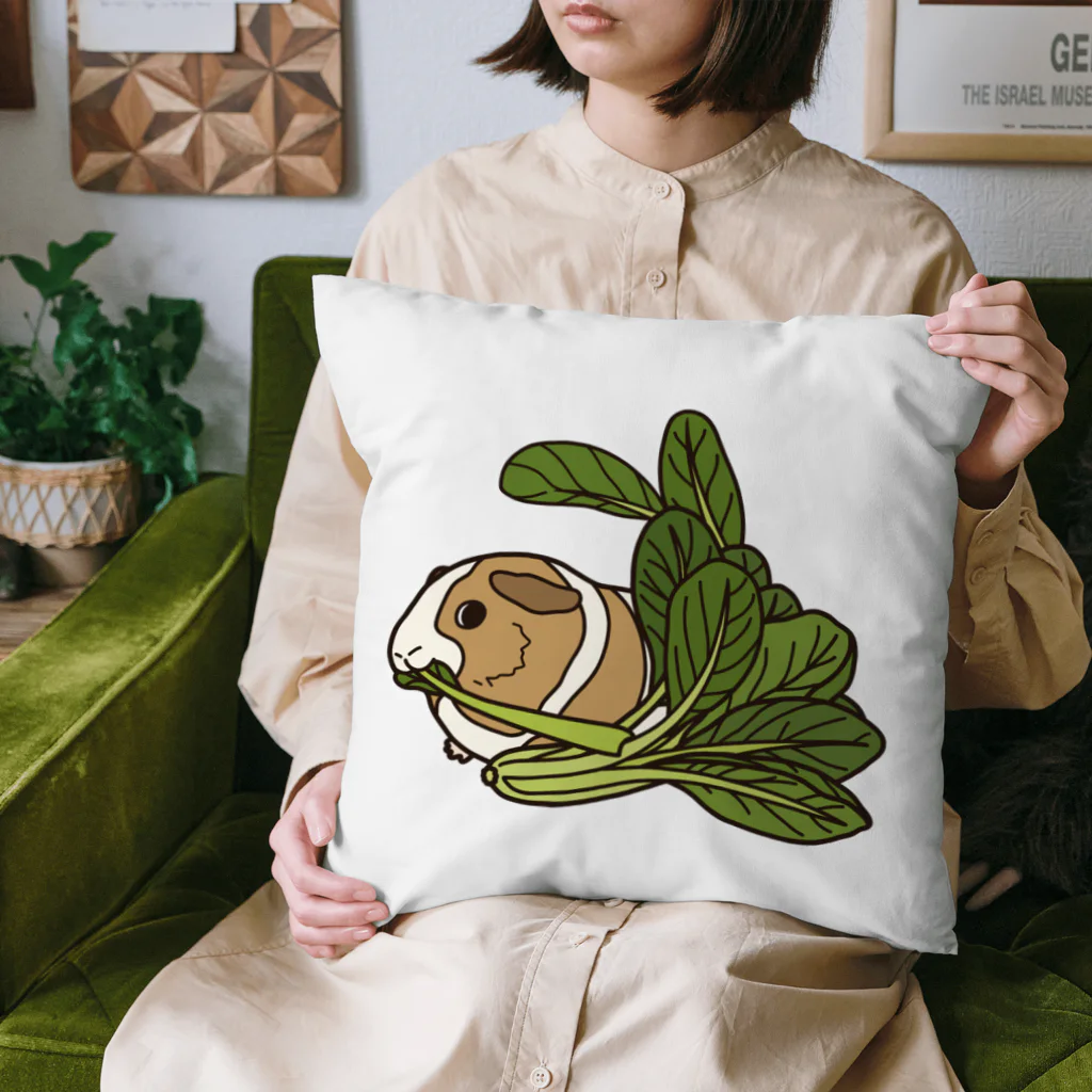 ハナドリカ SUZURI店の小松菜もりもりモルモット Cushion