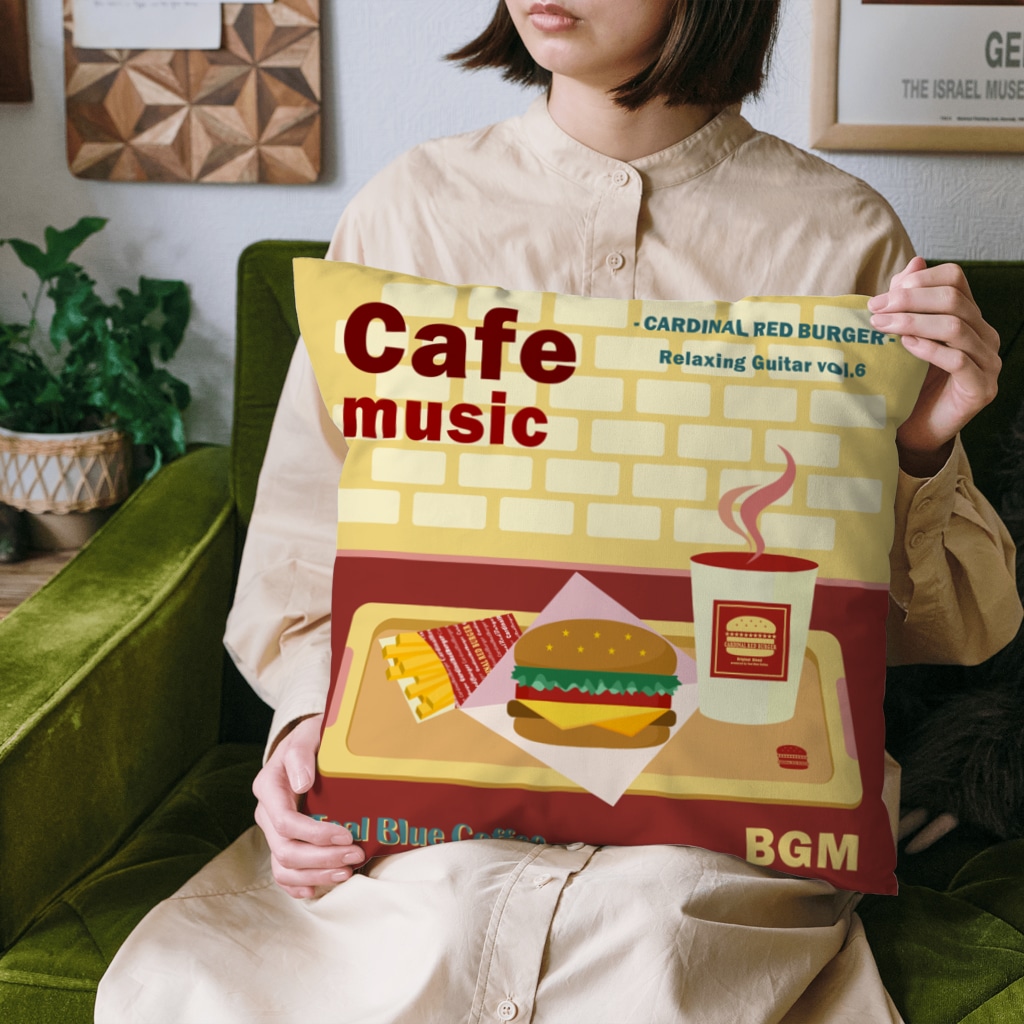 Teal Blue CoffeeのCafe music - CARDINAL RED BURGER - Cushion