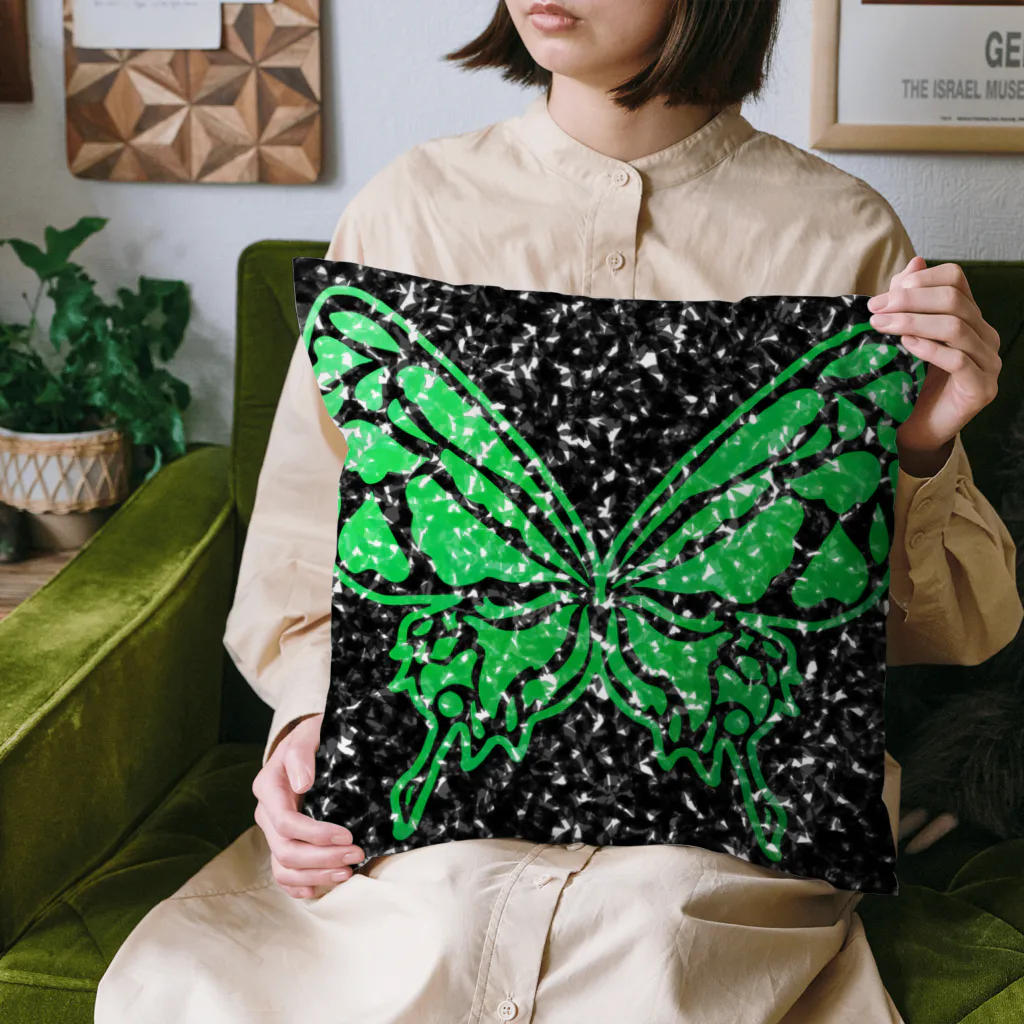 nyandaful storeの深緑の蝶 Cushion