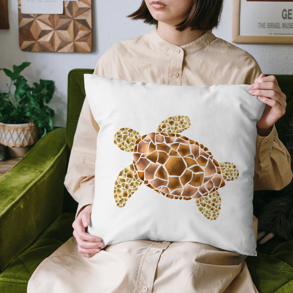 いくらおむすびの売店のクラッシュタイルのウミガメ Cushion