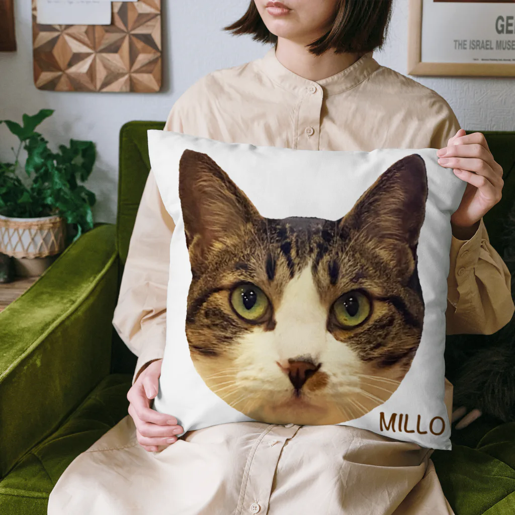 猫カフェ ぶぅたんグッズショップのミロくんのお顔 Cushion