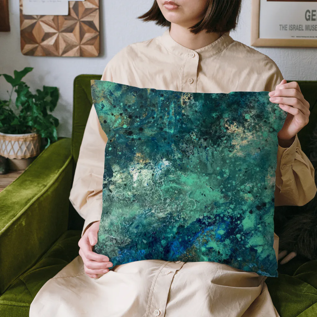 Cana’sアトリエのAbstract art 緑 Cushion