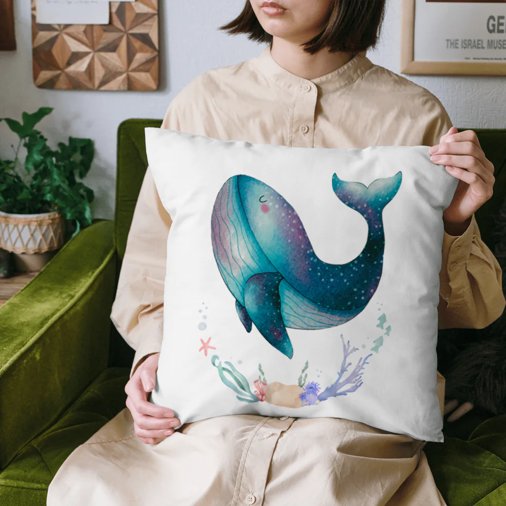 Designed by Ry0のDreaming whale  〜夢見るクジラ〜 Cushion