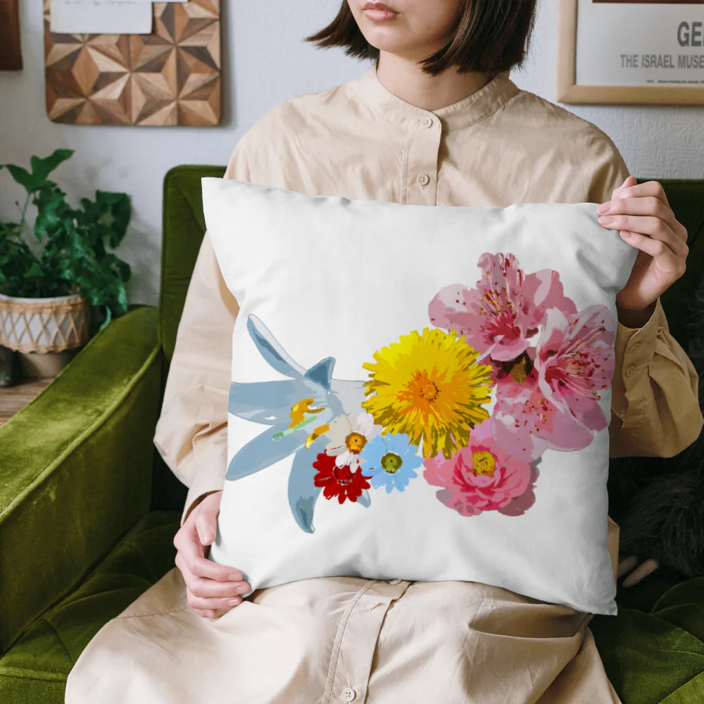 shi-chi Labo graph(詩一）の逆シンニョウの花々 Cushion