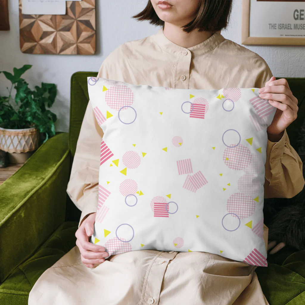 フルカラ★カラフルのカラフルポップなピンククッション Cushion