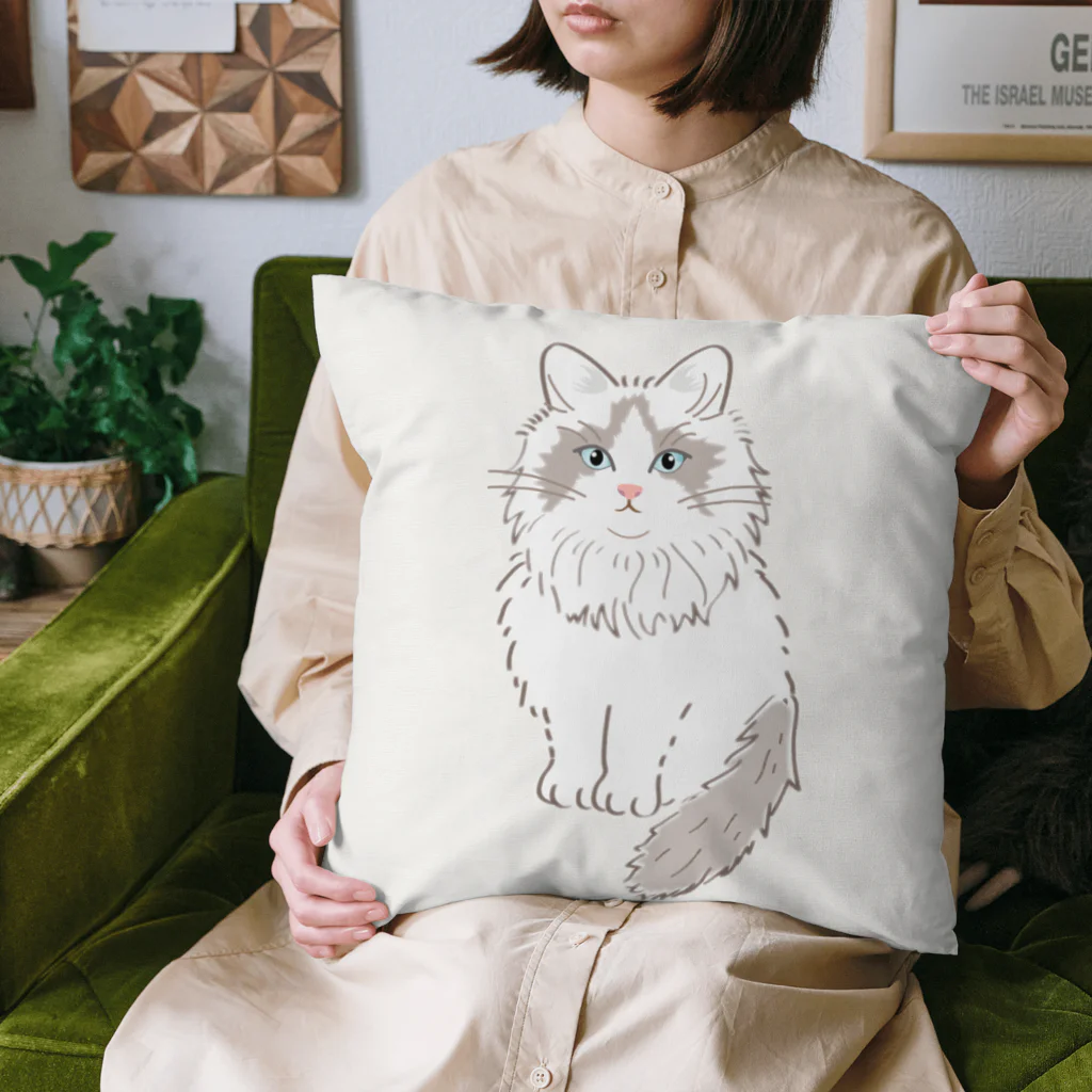 little lion house公式ショップ（大人のためのねこ）のラグドールの布地風クッション Cushion