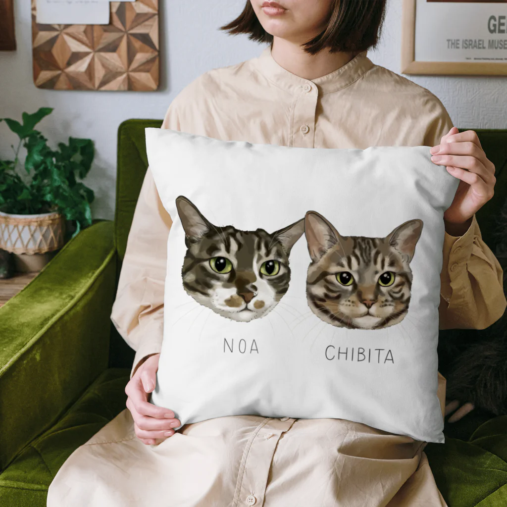 みきぞーん｜保護猫 ミッキー画伯と肉球とおともだちのnoa & chibita Cushion