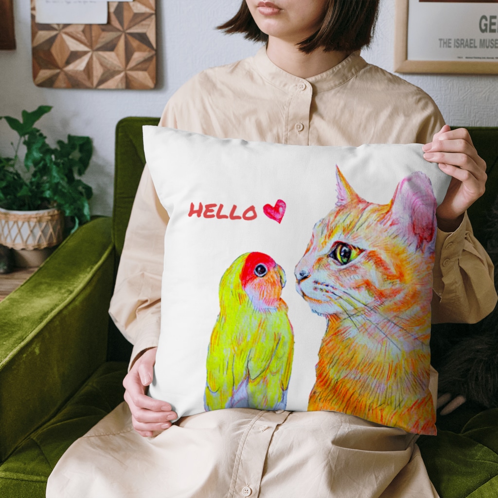 harupink🌸ペット似顔絵illustのhello my friend  Cushion