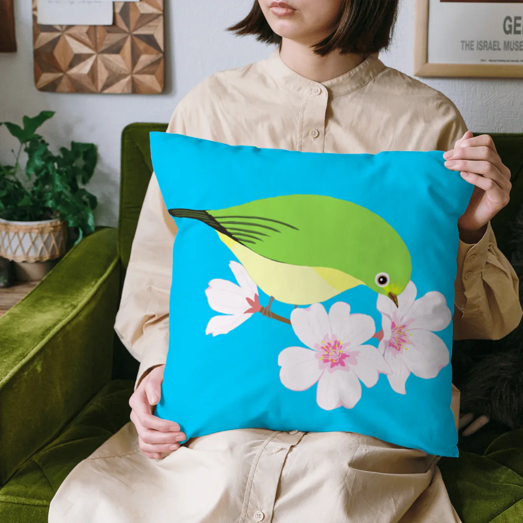 LalaHangeulの桜とメジロさん Cushion