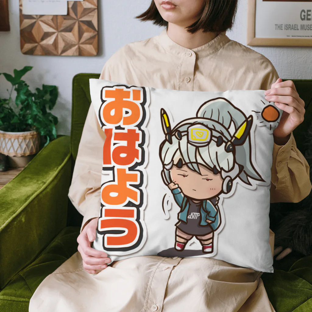 サイバーパンクイラスト🇯🇵 | NTP公認スタンプ販売中のサイバーパンクイラスト　「おはよう」 Cushion