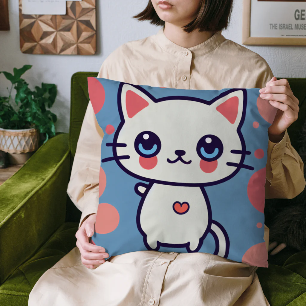 A31eの狛猫のミケ「はーとびーと」 Cushion