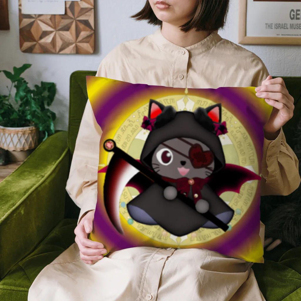 inside-workのデスにゃん (little dark cat) Cushion