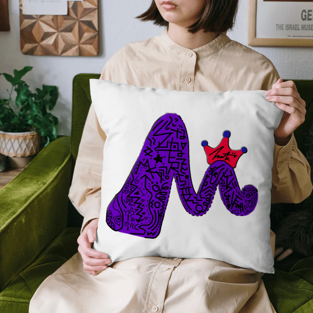 MQrM👑(もきゅれむ)の帽子・クッション ❛M❜ special design〜パープル〜 Cushion