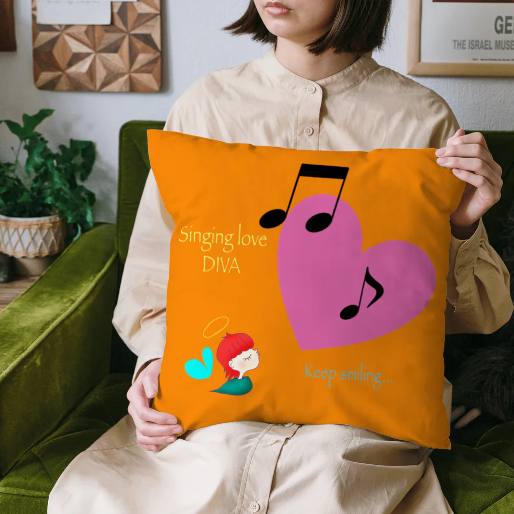 Divina AmoR-ART-のSinging love DIVA-Keep smiling- オレンジ Cushion