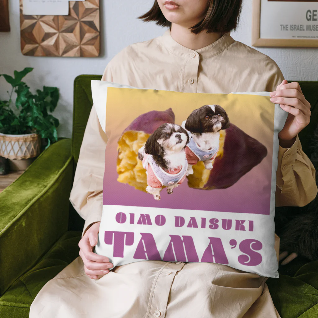 シーズーっぽいしろくろの犬たちのOIMO DAISUKI TAMA'S Cushion