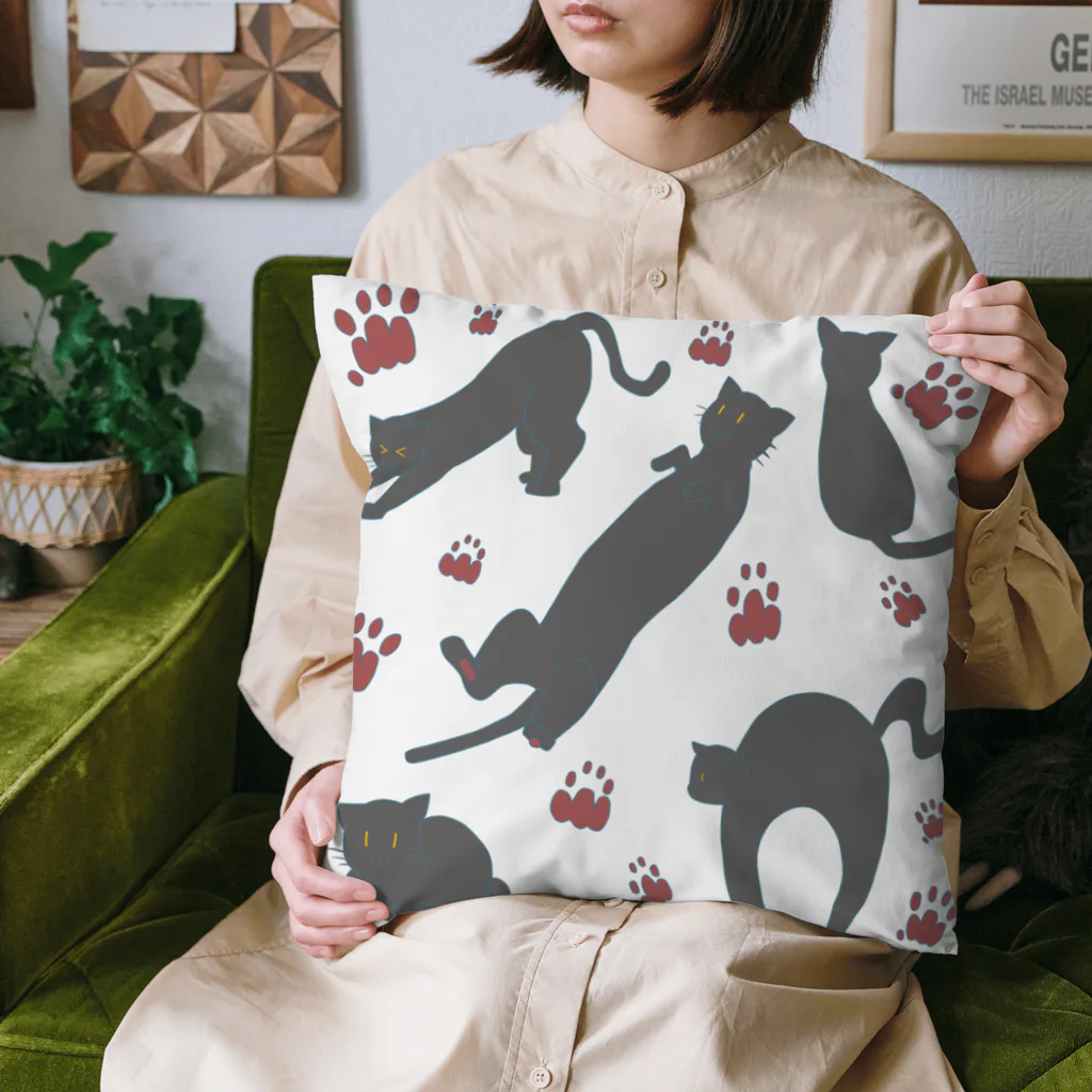 Drecome_Designのシンプルキャット 黒 Cushion