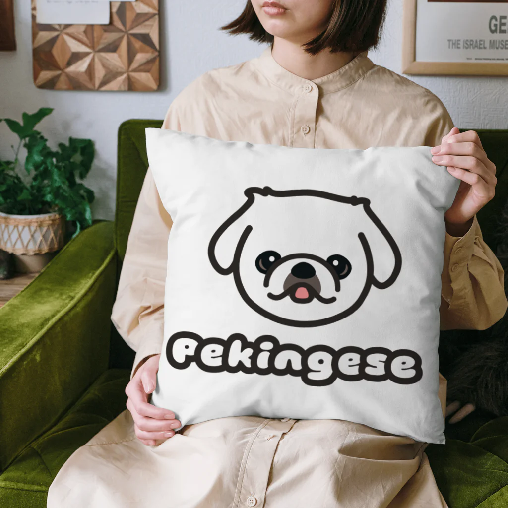 ペキニーズくらぶ（SUZURI支店）のペキニーズ・ホワイト（サマーカット）（顔だけ） Cushion