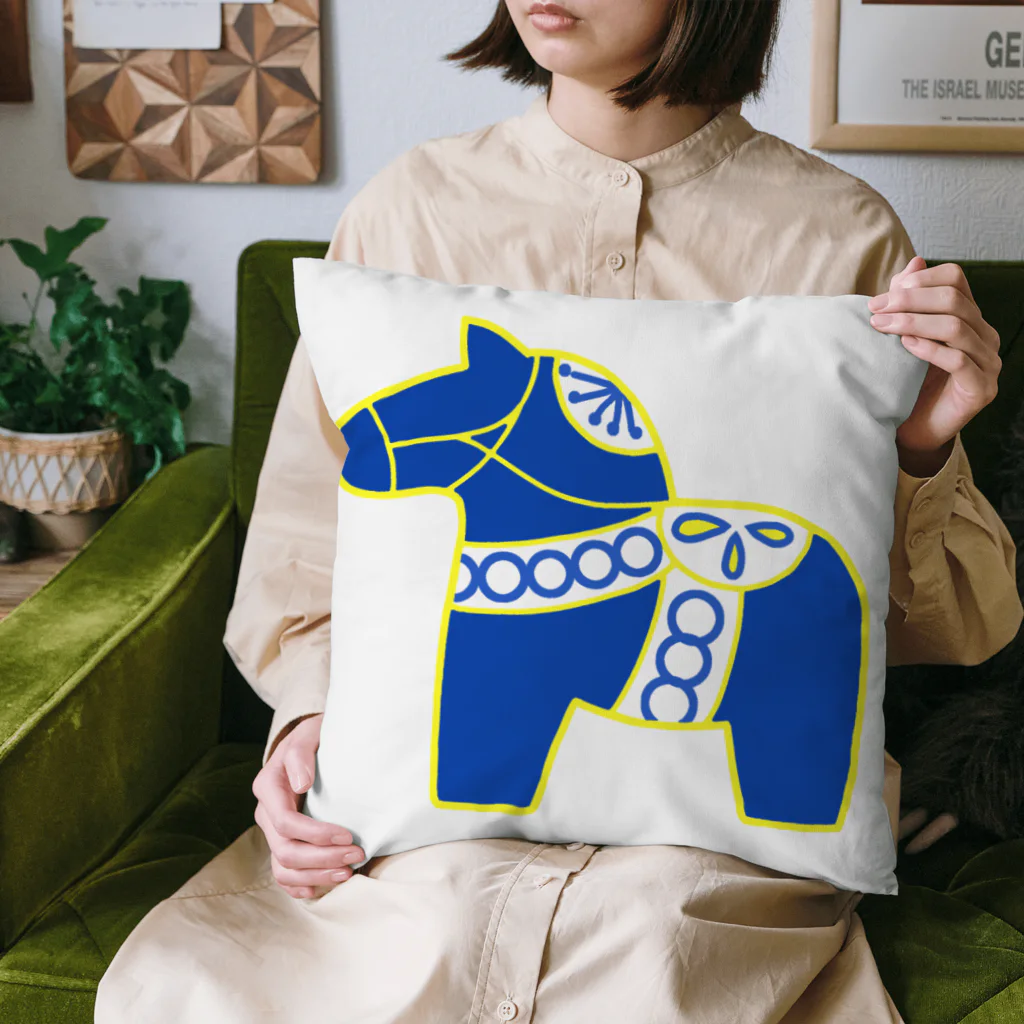 たま屋のダーラナホース　蒼 Cushion