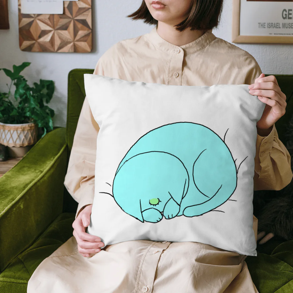 さぼてんネコのさぼにゃんの座ろうと思ったら先にさぼにゃんが寝てて座れないクッション Cushion