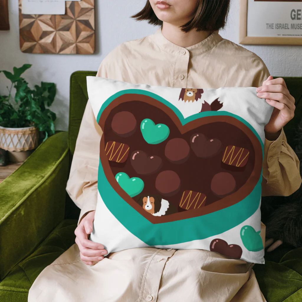 Kotetsu diary(SUZURI店)のシェルティ×チョコ(ミントカラー) Cushion