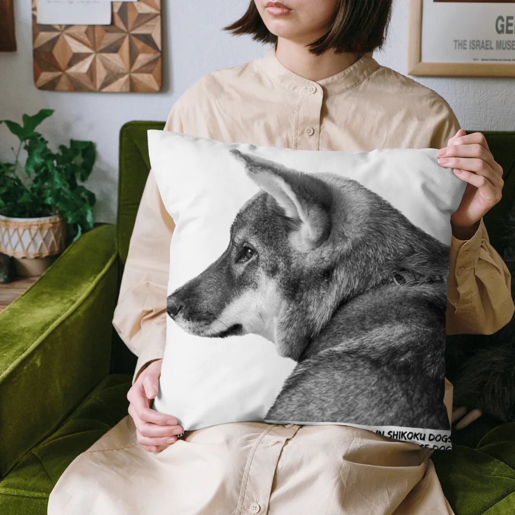 【モルモット】Mugi & Ruki【四国犬】のSHIKOKUDOG(モノクロ) Cushion