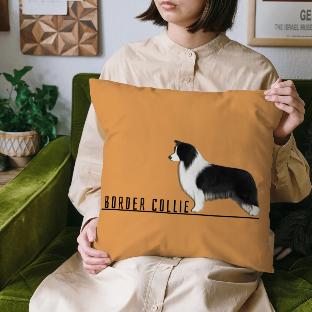 kcraft-bordercollieのボーダーコリー　モノクロver Cushion