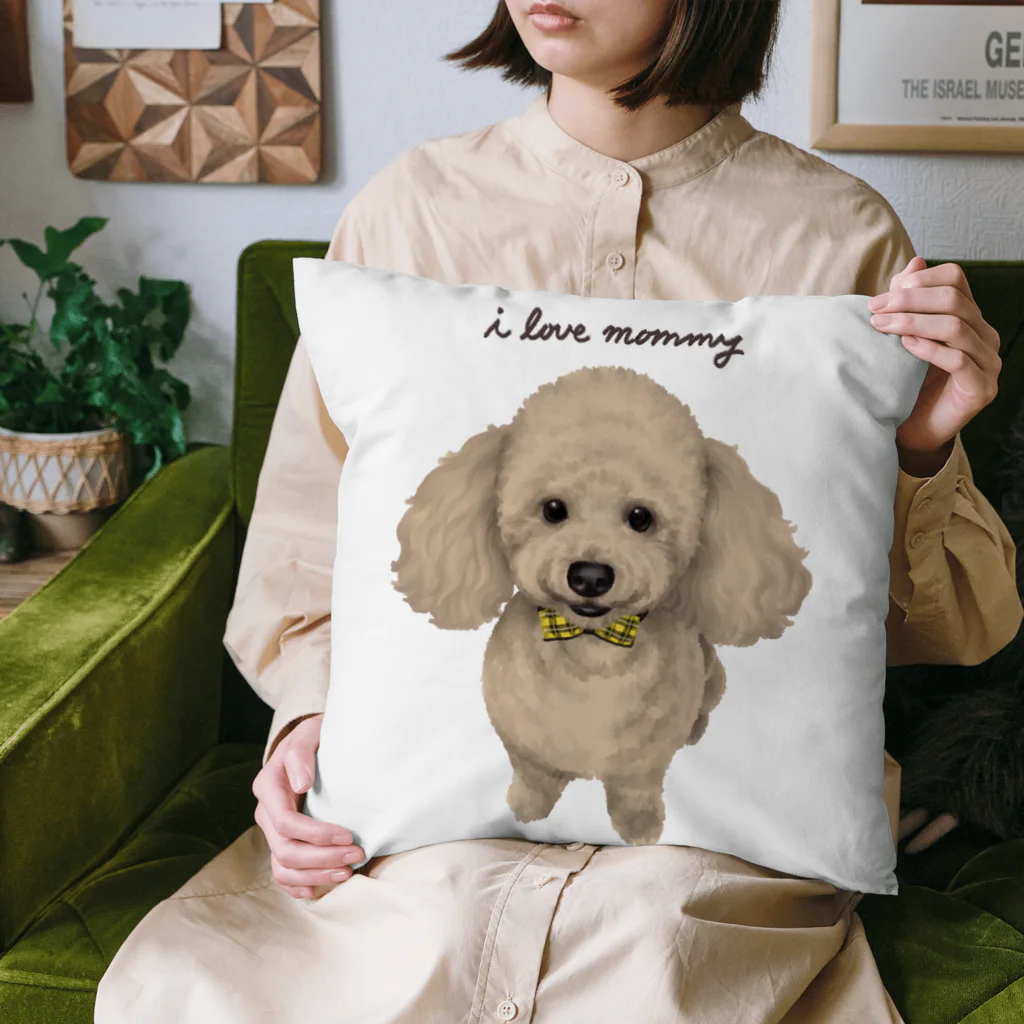 月根モコのi love mommy(文字こげ茶色) Cushion