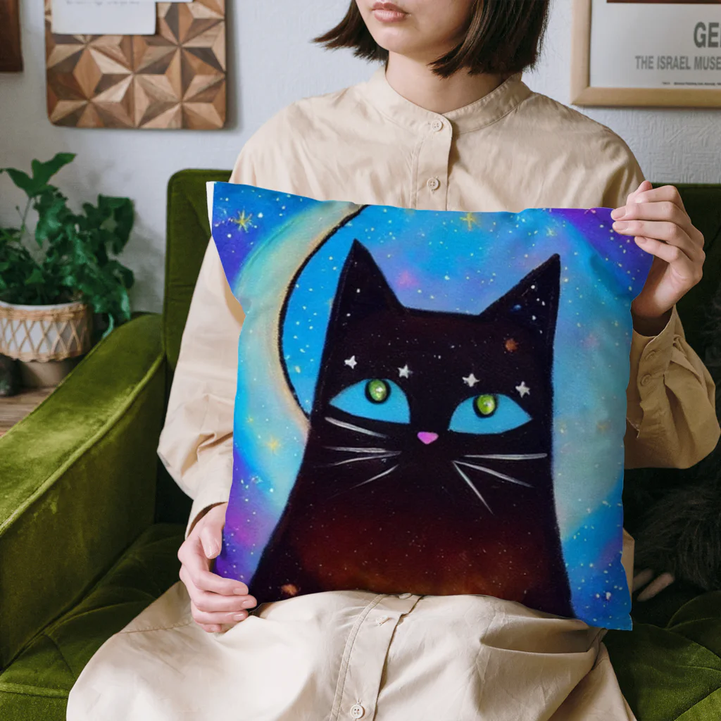 宇宙猫のクロネコと宇宙 Cushion