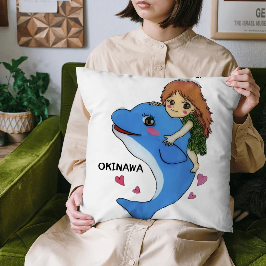 イラスト工房ちむどんどんの沖縄シリーズ　きじむなーとイルカ Cushion