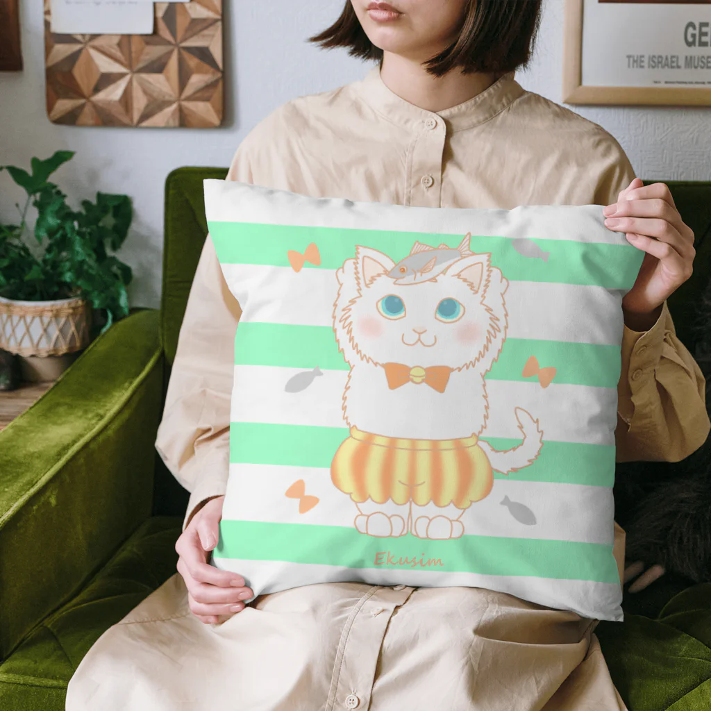 Ekusimのアジ太とネコ王子(ボーダー) Cushion