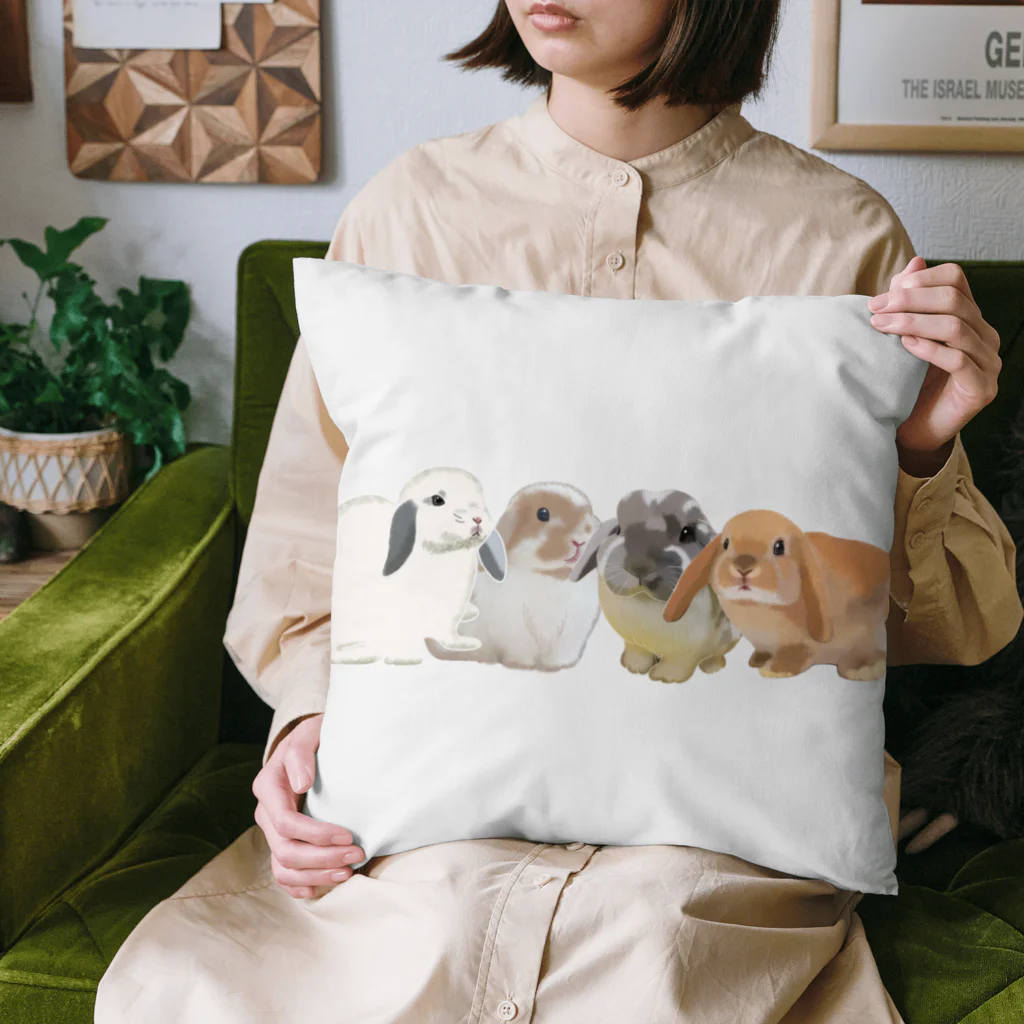 masumi maedaの寄り添う　ウサギ達 Cushion