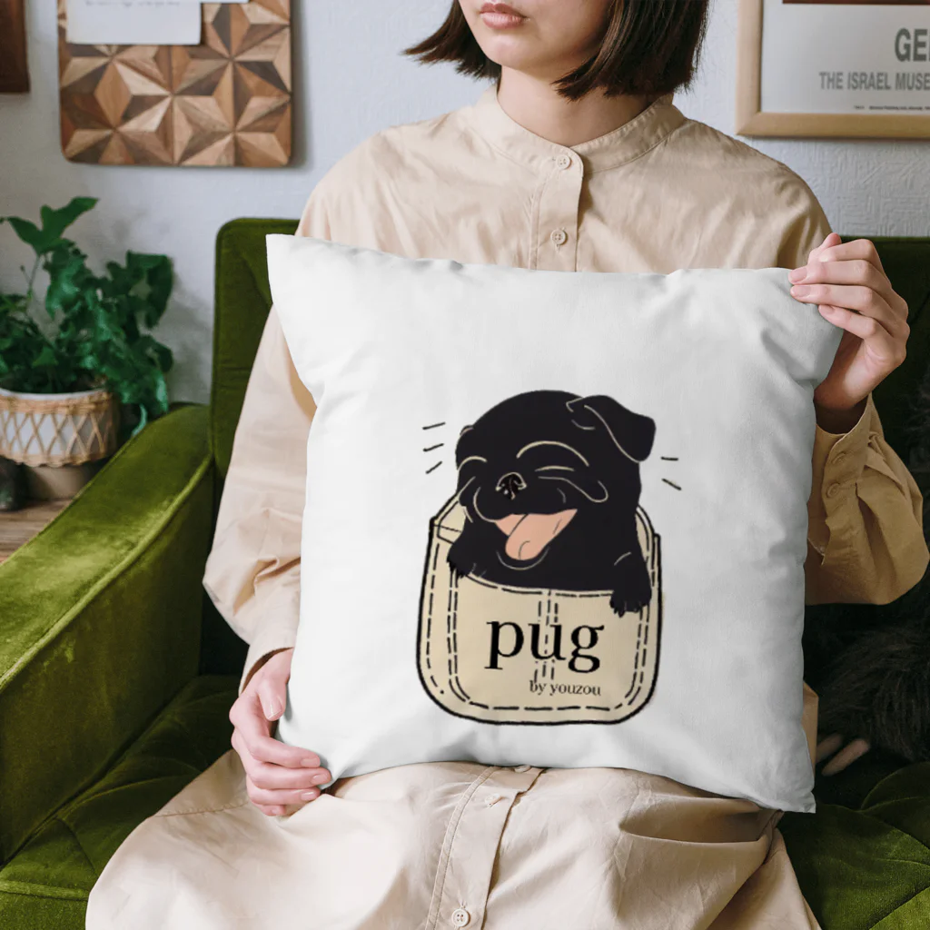 おだひろしAIクリエイターのほしい衝動が止まらない！黒パグポケットグッズ Cushion