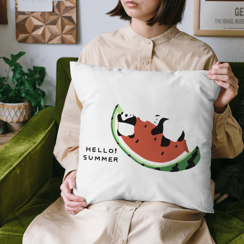 kiki25のゆらゆらスイカとすやすやパンダたち Cushion