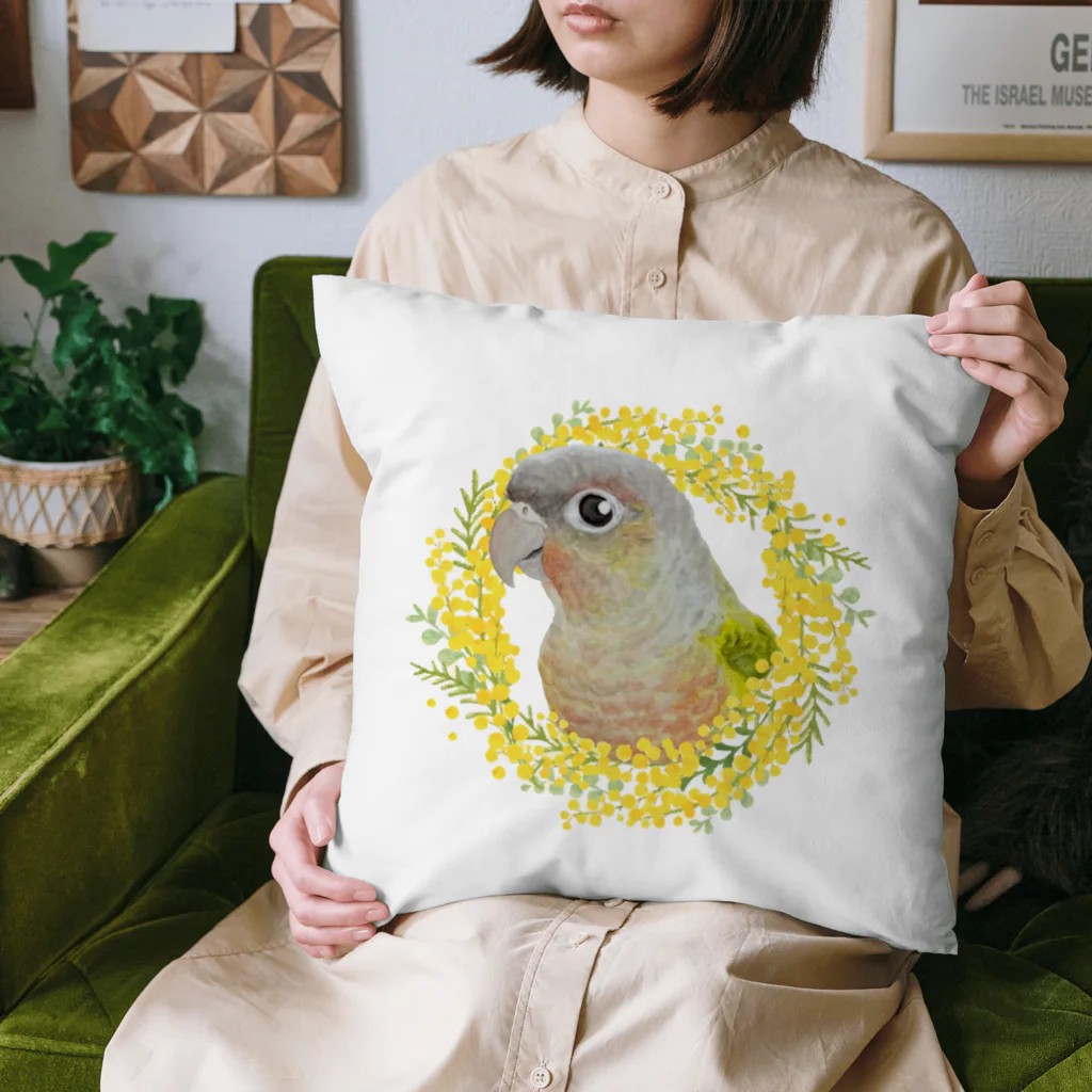 mariechan_koboの039 ウロコインコパイナップル ミモザのリース Cushion