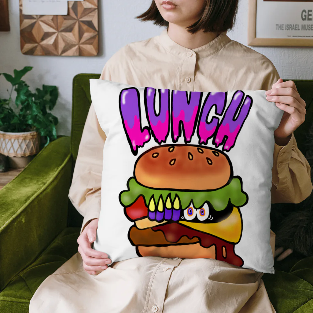 あやしいおばさん くろまめさんのランチ（チーズバーガー） Cushion