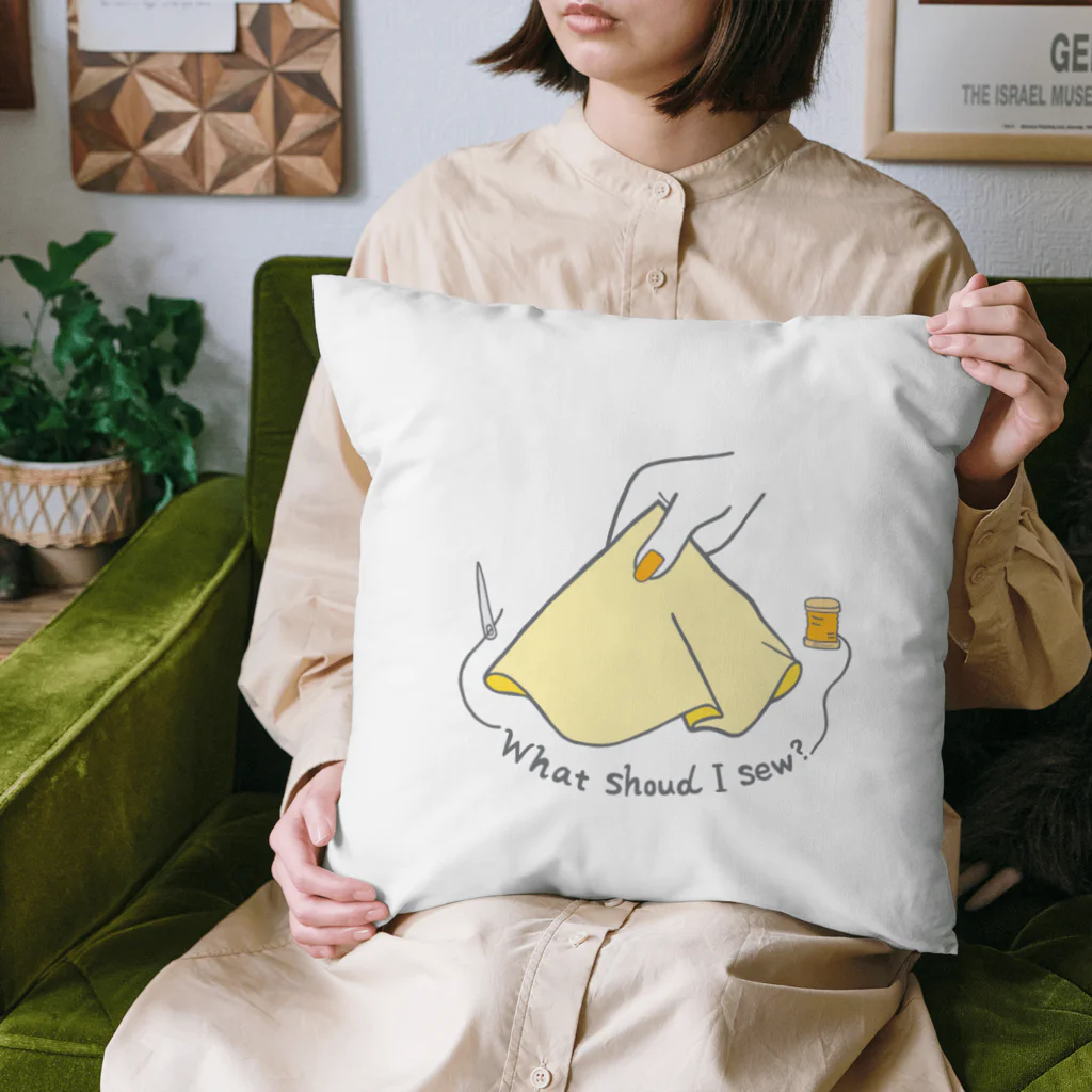 生地屋の嫁＊チャムのヒミツのアトリエのWhat should I sew?-Yellow- クッション