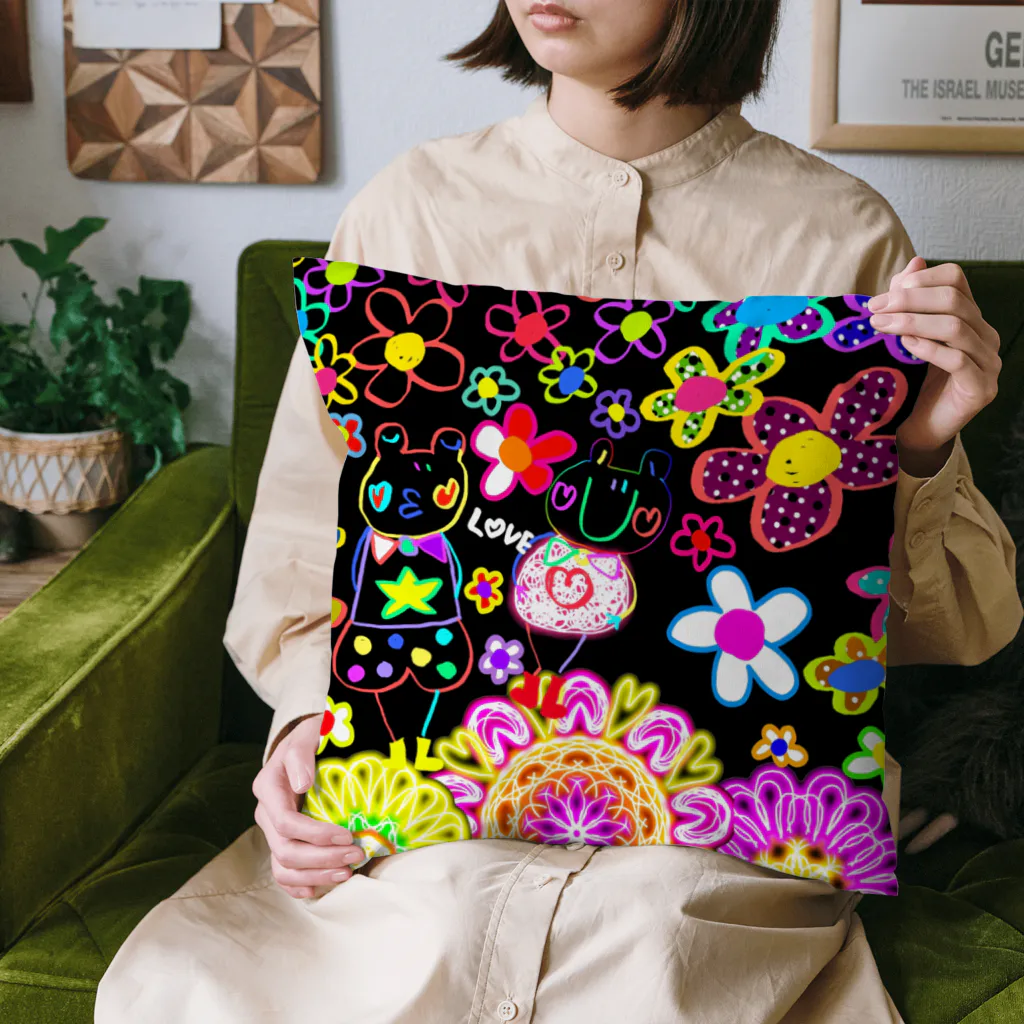 カエルモチーフオリジナル制作専門店の夏に咲く花満開 Cushion