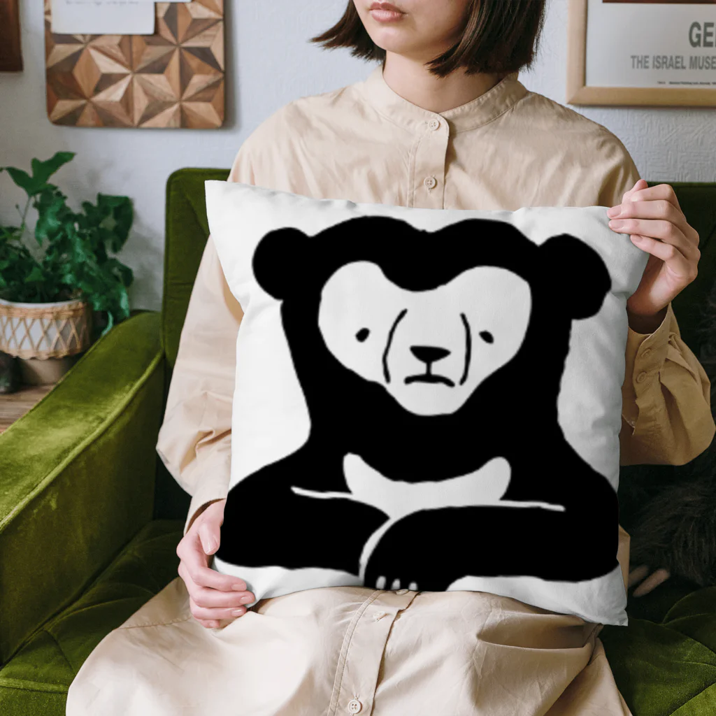 ナラティヴ・ラボ マーケットのくまざわくん（ブラックライン） Cushion