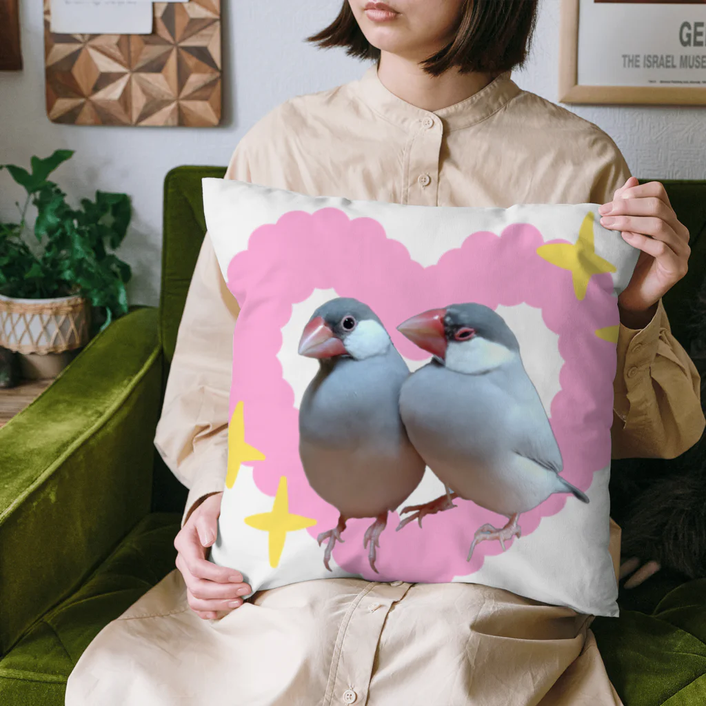 oikenokaeru3のラブラブンチョウ Cushion