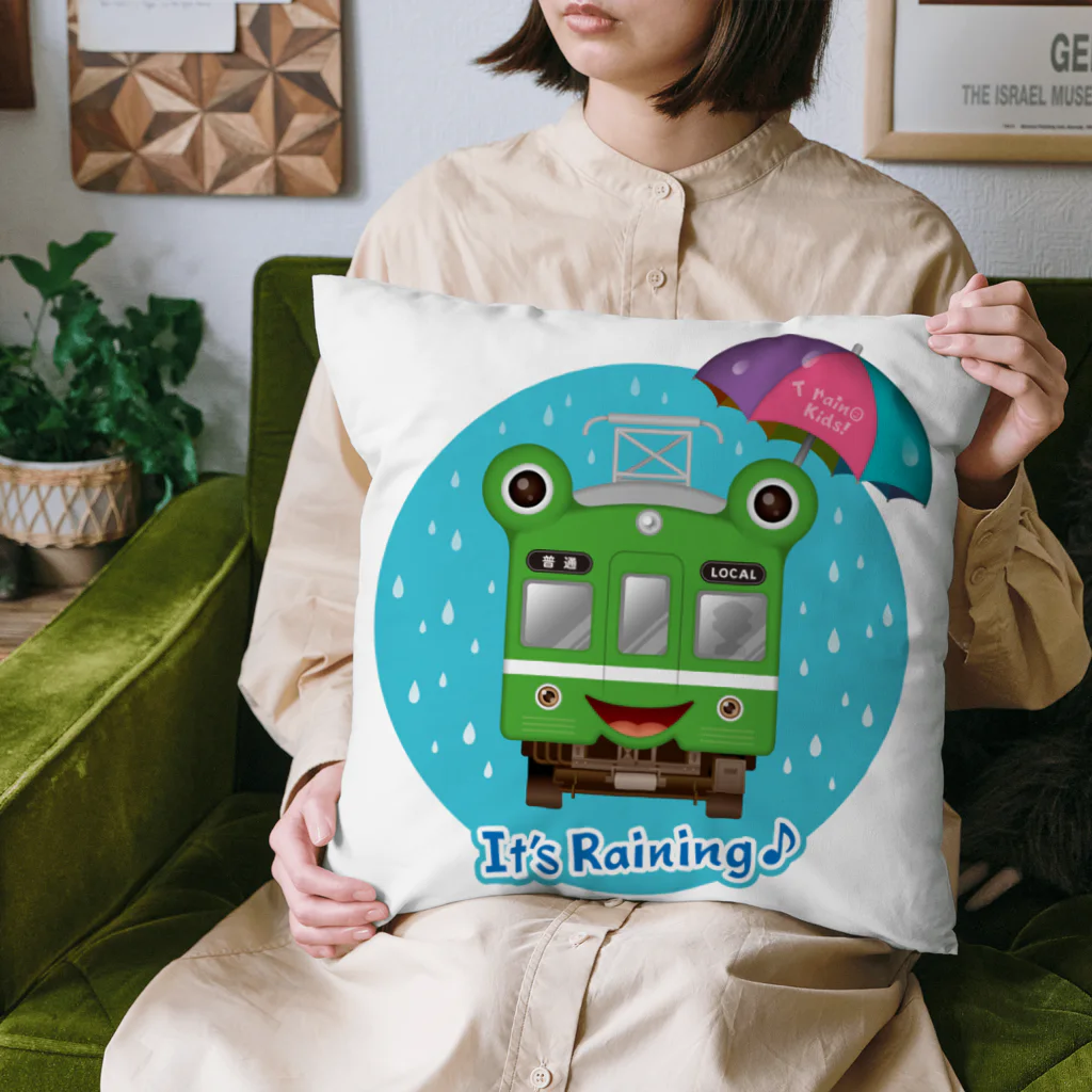 Train Kids! SOUVENIR SHOPのカエル電車「 雨♪」 Cushion