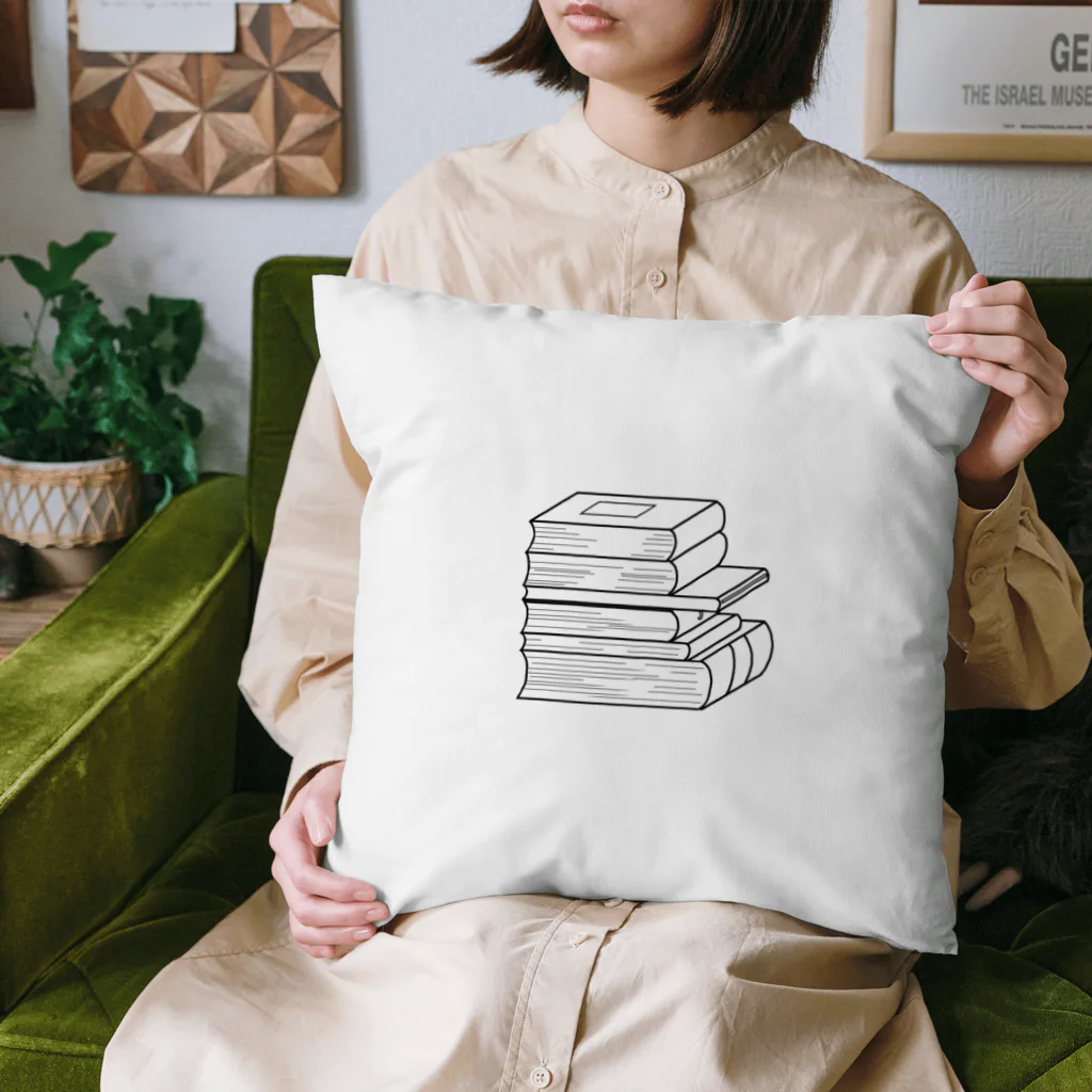 みお イラストショップのブックタワー(モノクロver) Cushion