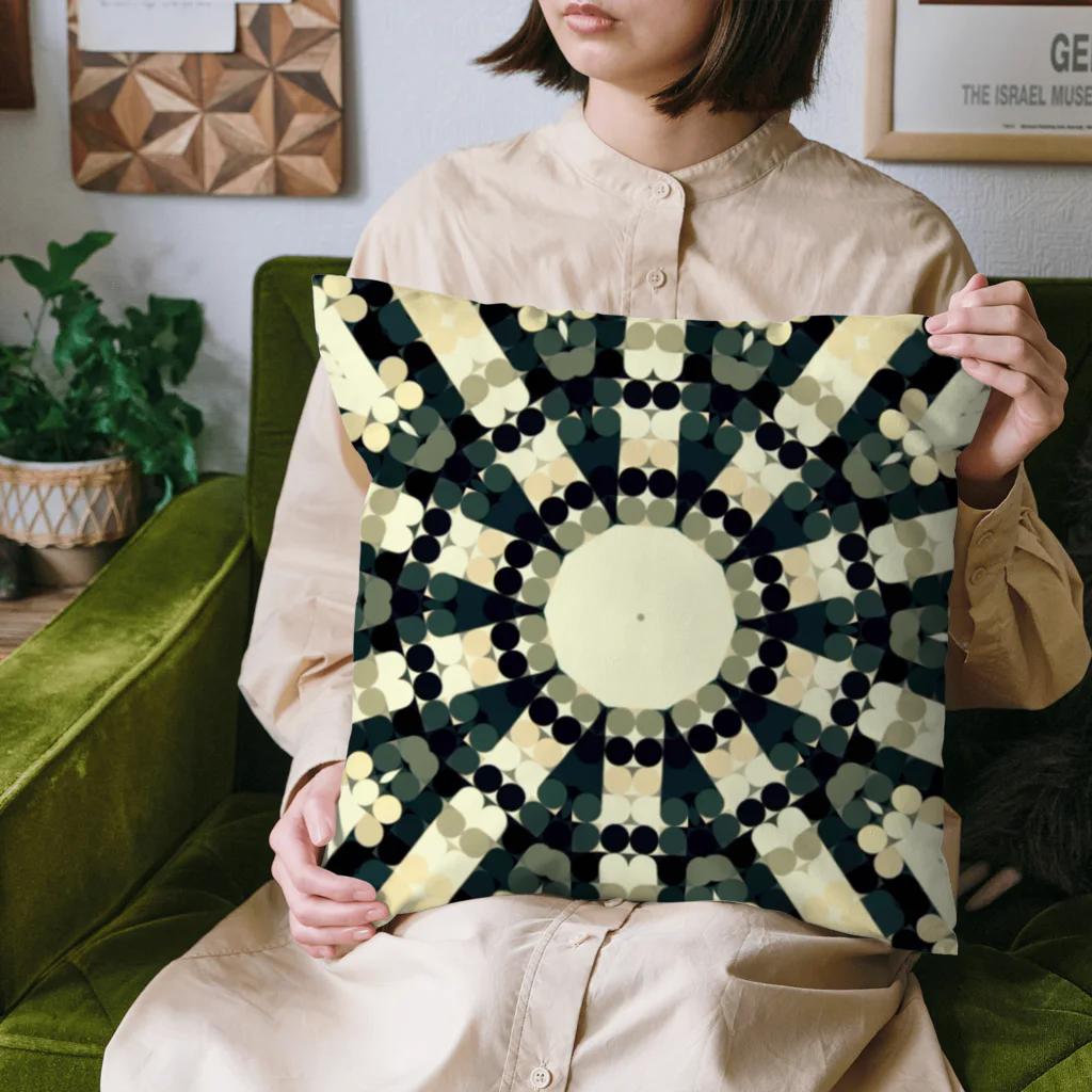 after the rainのKaleidoscope dot olive  Cushion