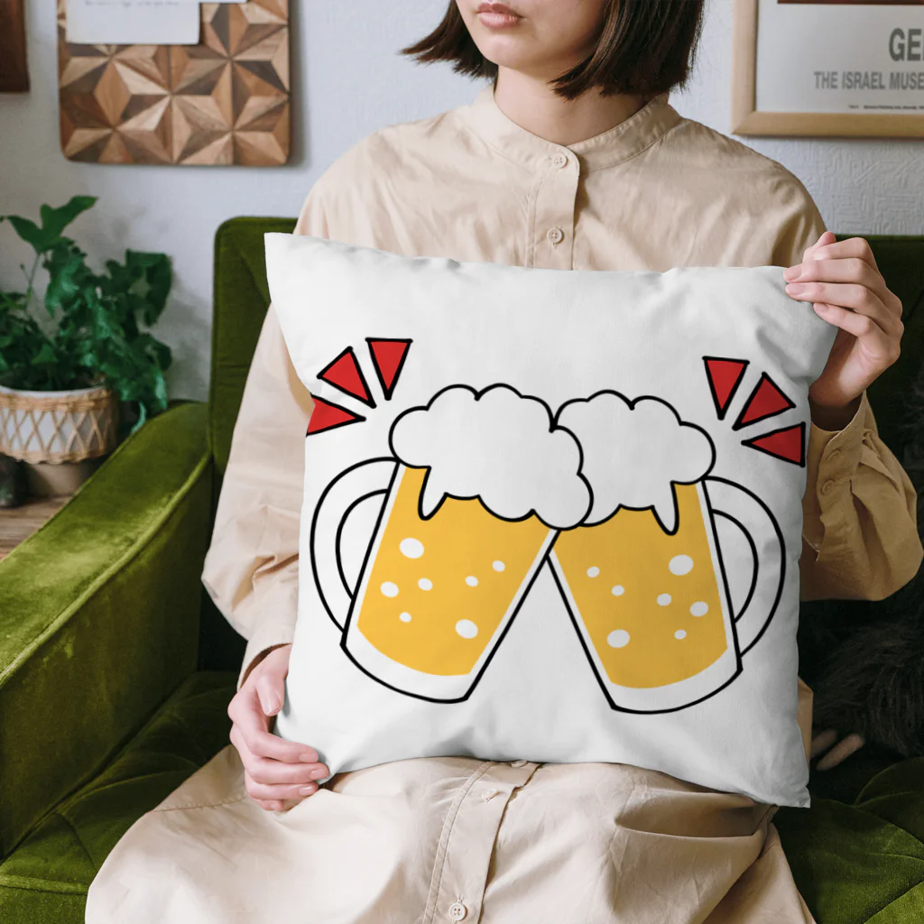 ゆちのへやのビールジョッキで乾杯！イラスト Cushion