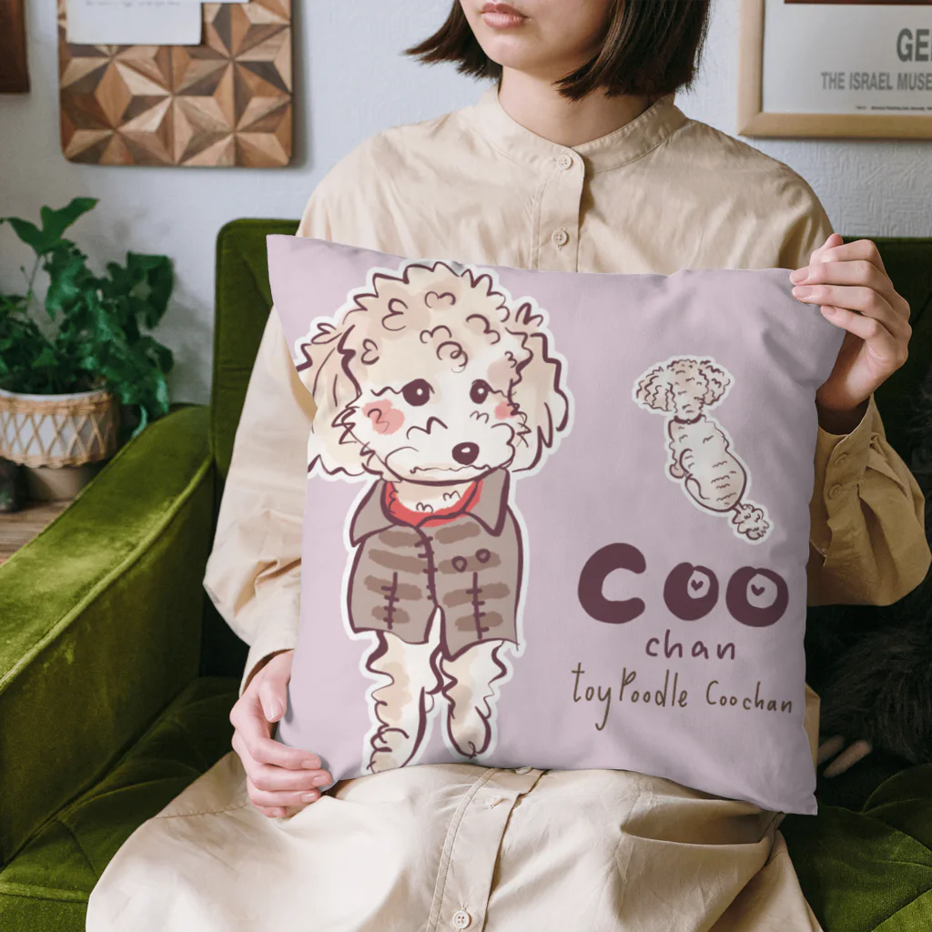 N-huluのトイプードルのくーちゃん　表裏柄違い Cushion