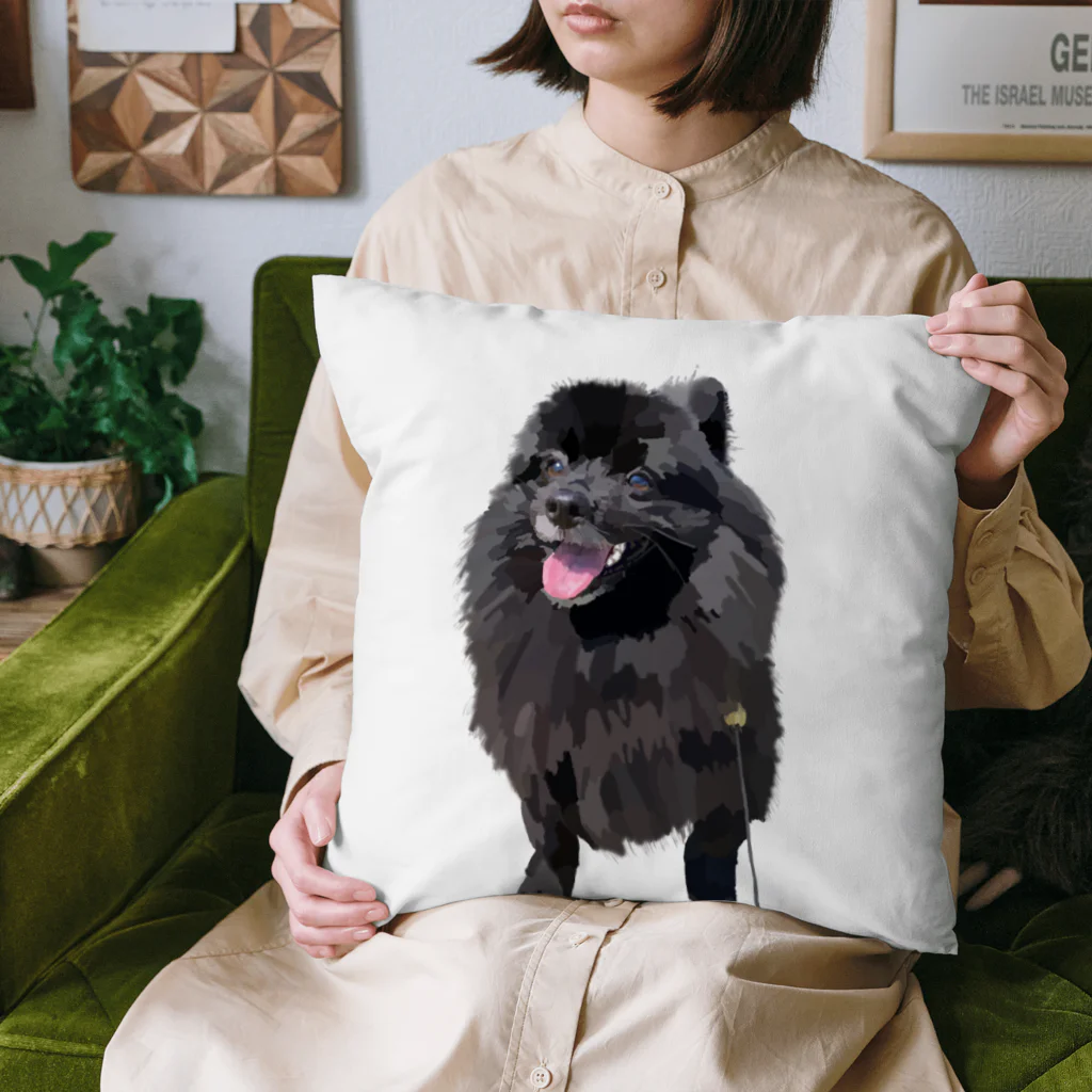 kanakoto24の黒ポメのフクちゃん Cushion