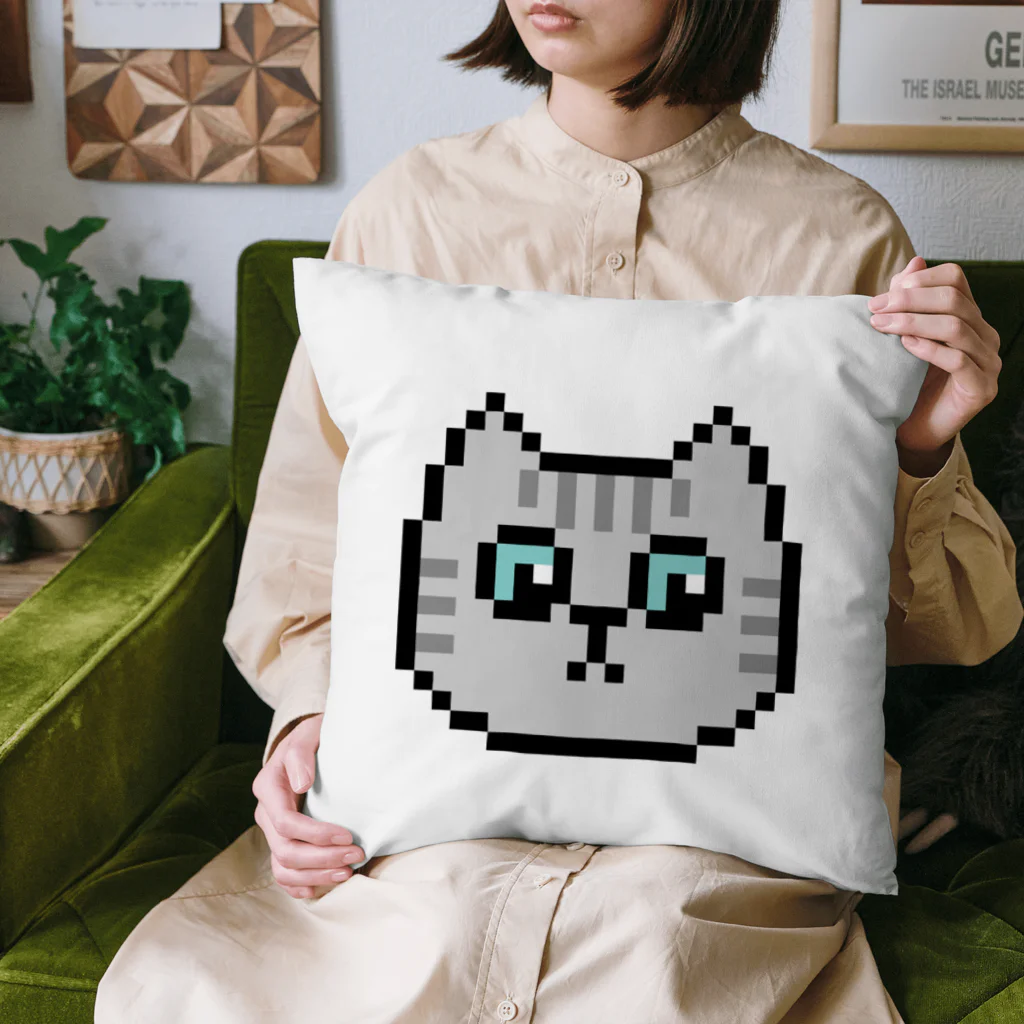 やきぱんのドット絵のねこ（サバトラ） Cushion