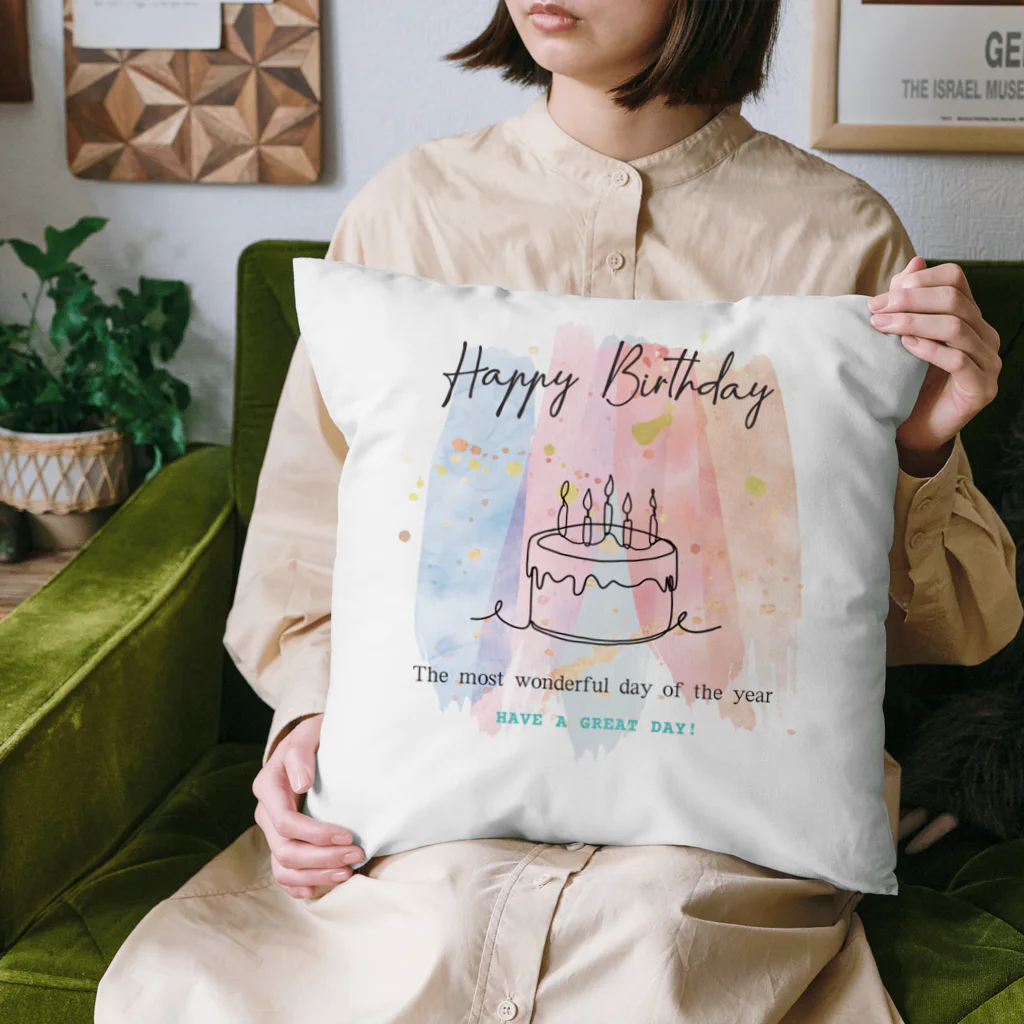 これいいかもTシャツ製作所のHappy Birthday クッション