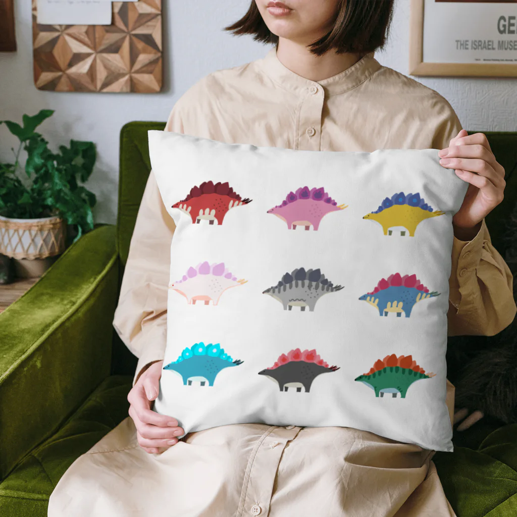 Omeletty’sのカラフルステゴサウルス Cushion