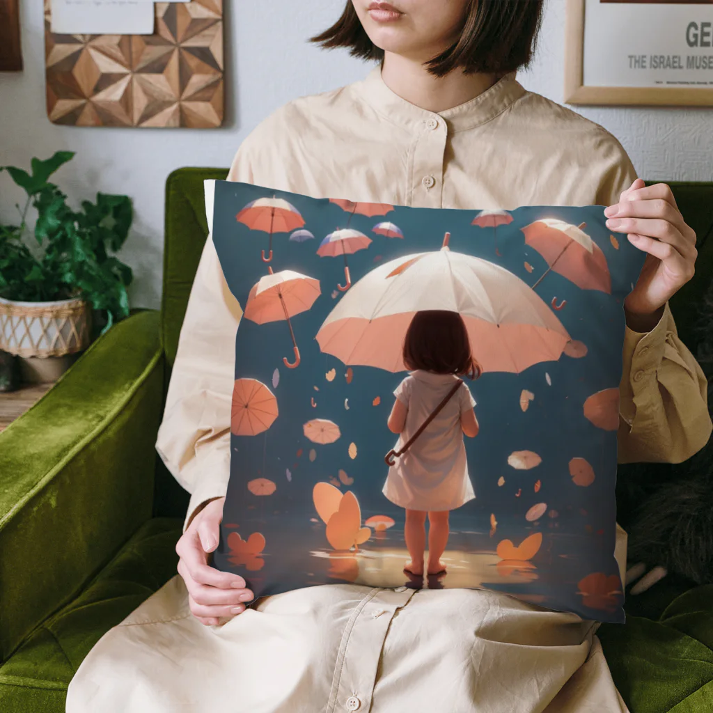 baby umbrellaの傘を持った女の子 Cushion